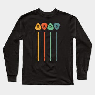 EADG Bass Strings Guitar Picks Retro Theme Long Sleeve T-Shirt